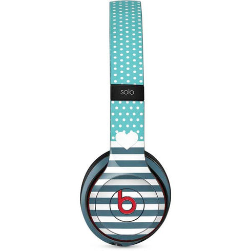 Polka Dots and Stripes Heart in Blue Beats Solo 3 Wireless Skin